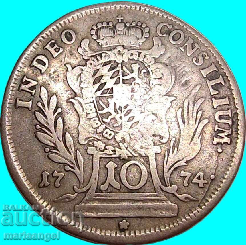 Bavaria 10 kreĭtsari 1774 Germania Maximilian Iosif rar - 6