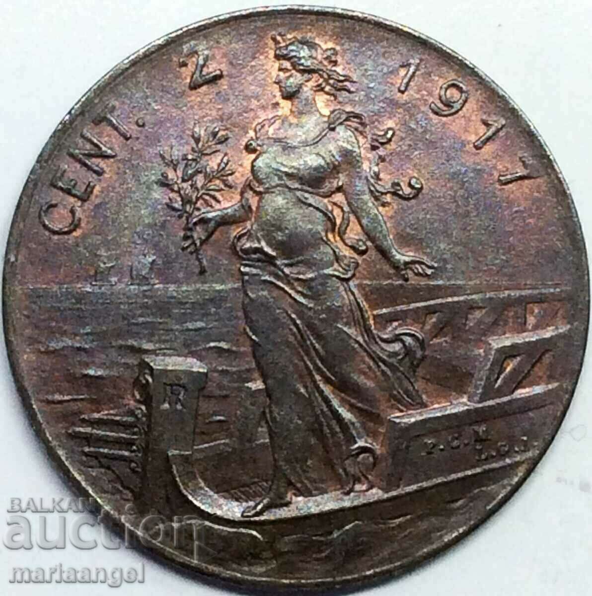 Аукцион 2 чентесими 1917 Италия Виктор Емануил III