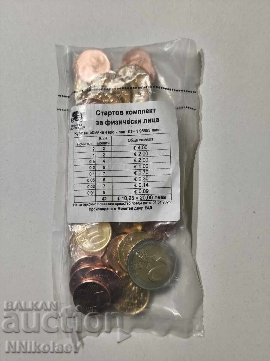 Δημοπρασία BNB startov paket komplekt bŭlgarski evro moneti 2026 g. UNC