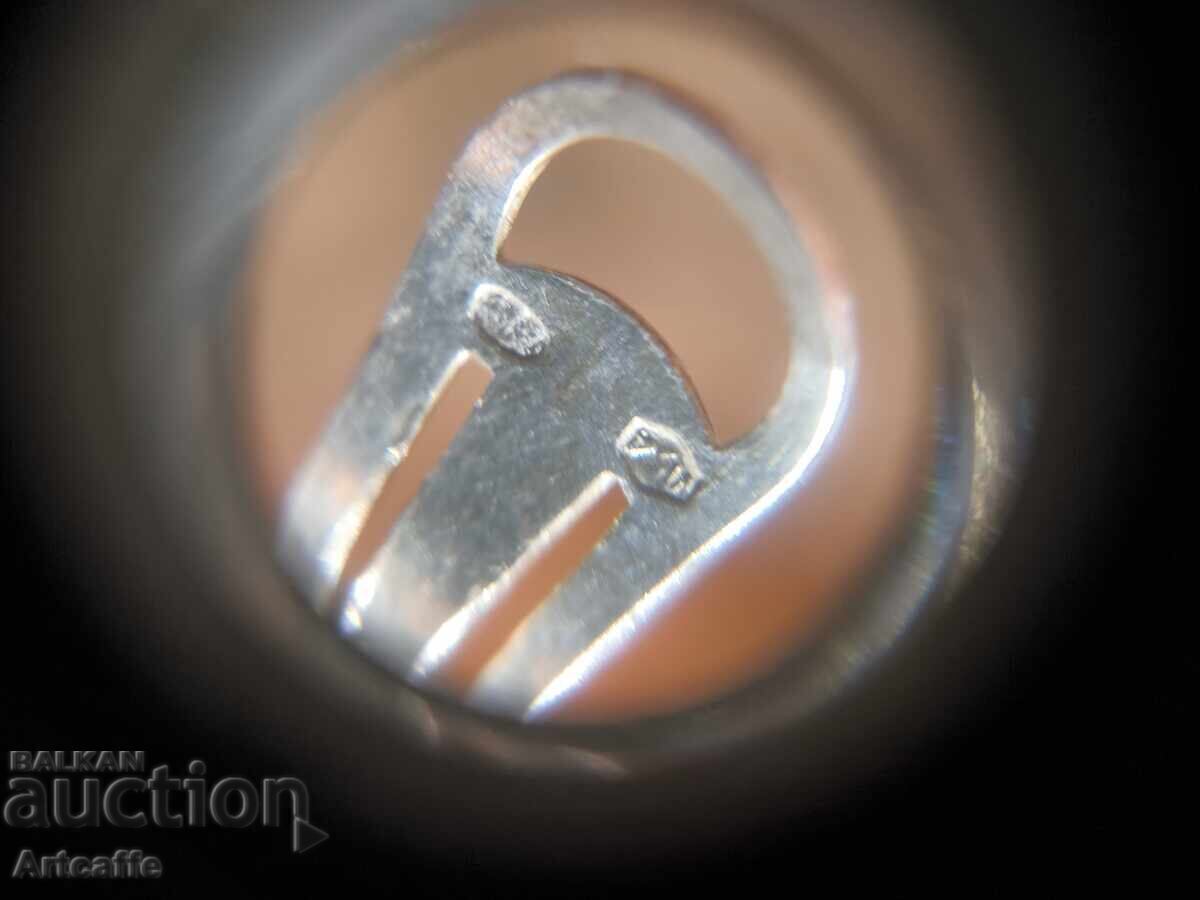 Παράδοση Αντίκες σκουλαρίκια για αυτιά ασήμι 800 Καμέο