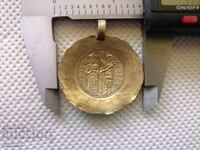 Pandantiv unic monedă de Ivan Asen al II-lea bronz cu aurire