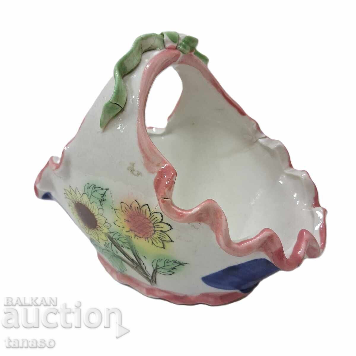 Coșuleț decorativ ceramic „Floarea-soarelui” – Pictat manual - 6