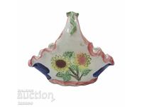 Ceramic decorative basket "Sunflowers" - Hand-painted