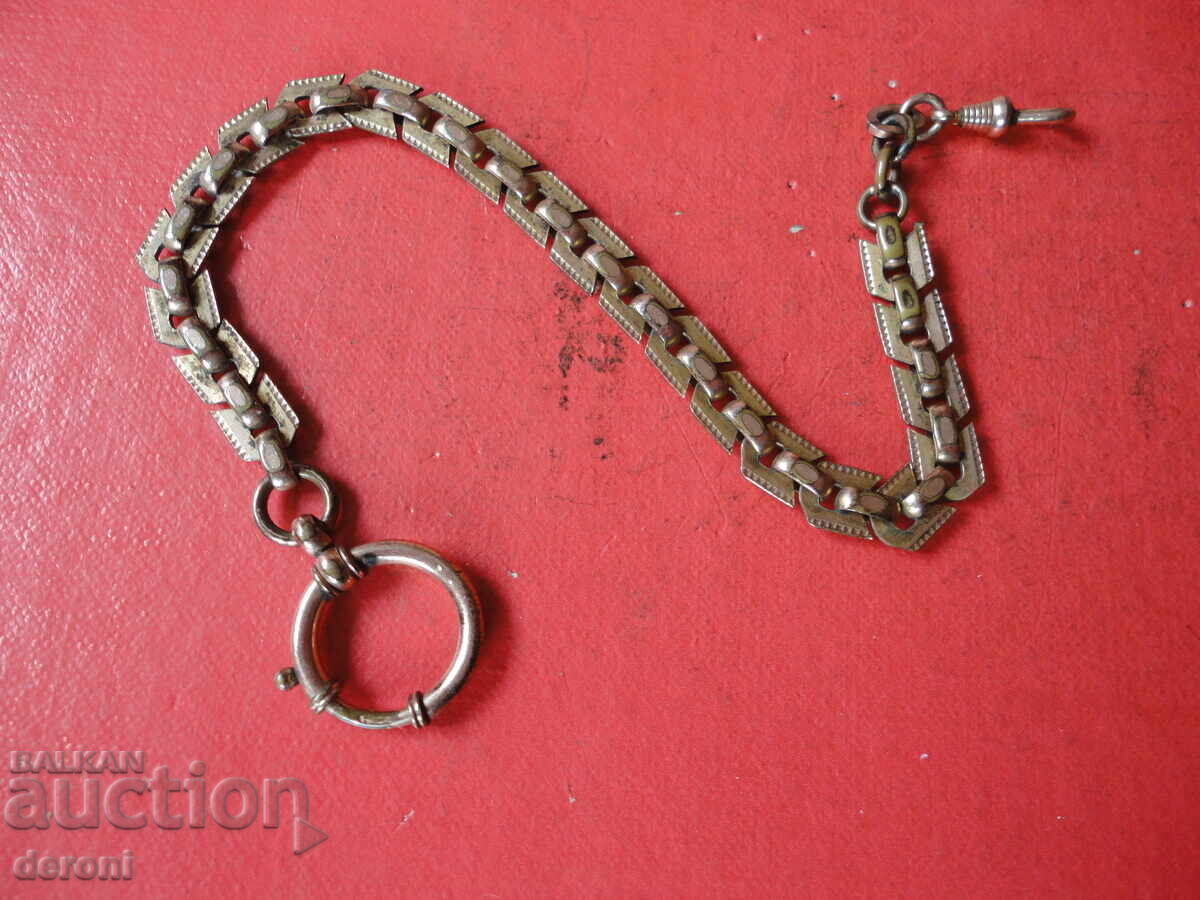 Позлатен кюстек верижка за джобен часовник KJ Double - 6