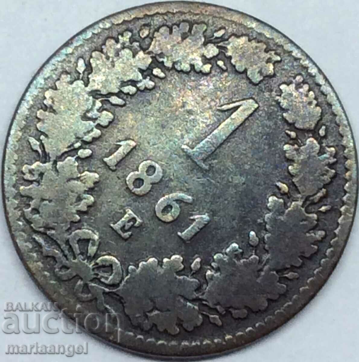 Ungaria 1 Kreuzer 1861 E -Carlsburg Transilvania RARE - 5