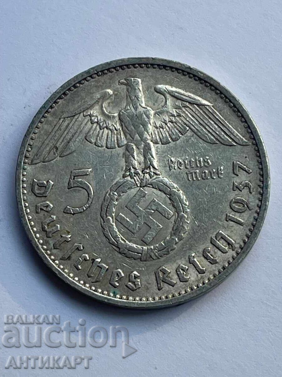 Germania monedă de argint 5 mărci 1937 E Reich svastică