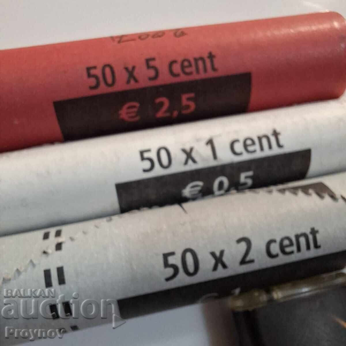 Livrarea Trei role de 1, 2 și 5 cenți – Olanda UNC