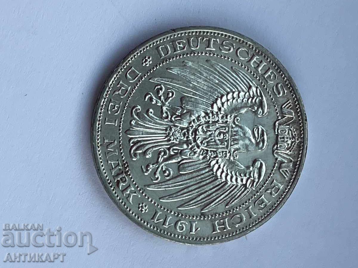 Livrarea 3 mărci argint 1911 Prusia Universitatea Breslau Germania