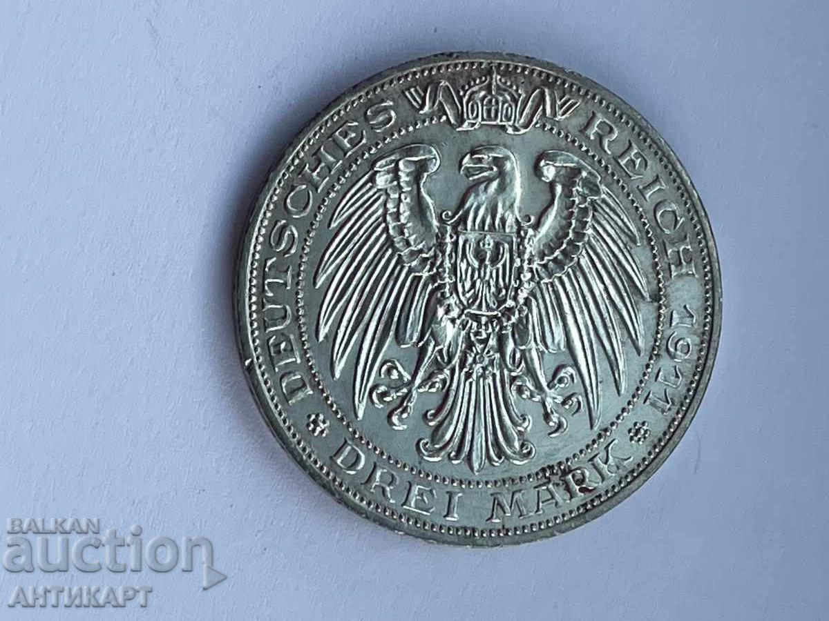 3 ασημένια μάρκα 1911 Πρωσία Πανεπιστήμιο Βρότσλαβ Γερμανία - 5