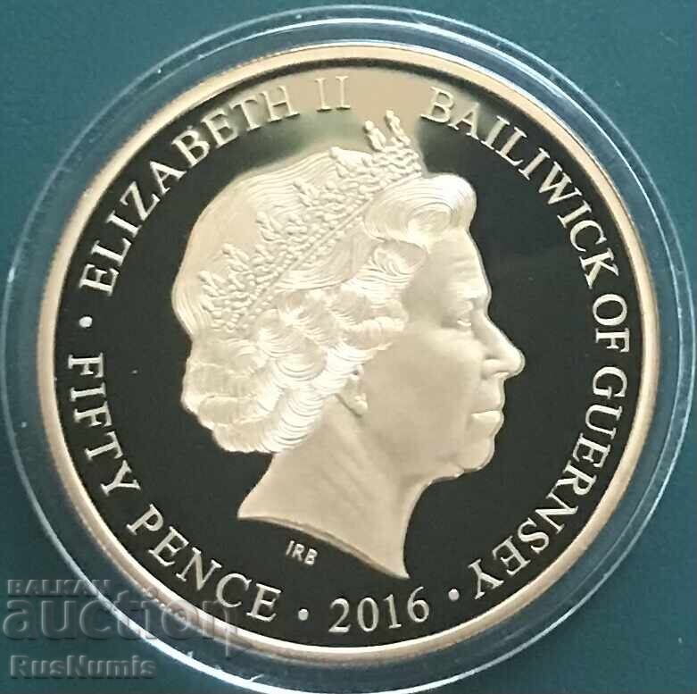 Guernsey. 50 de penny 2016. 90 de ani de la nașterea Elisabetei a II-a cu preț € 28.00 | 54.76 BGN