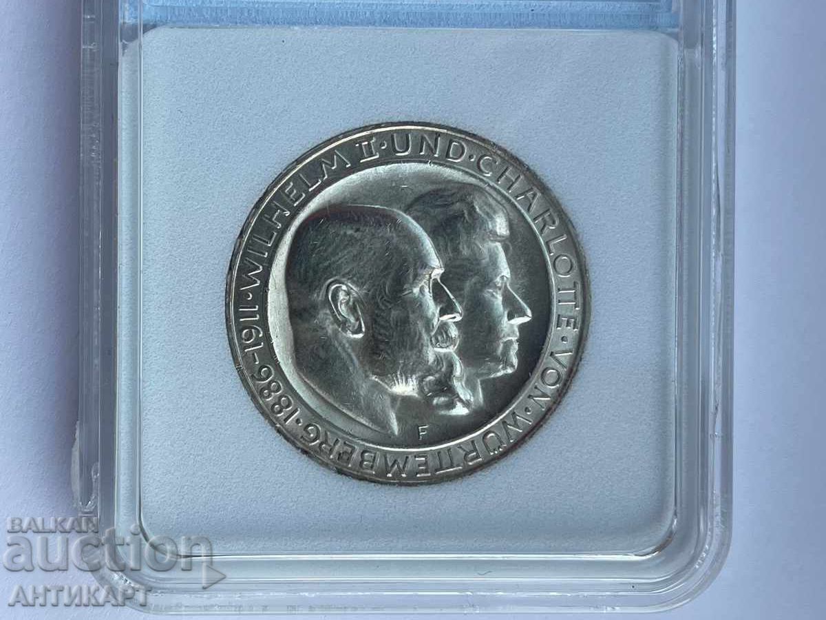 Monedă de argint 3 mărci 1911 Germania Wurttemberg MS-63 cu preț € 89.00 | 174.07 BGN