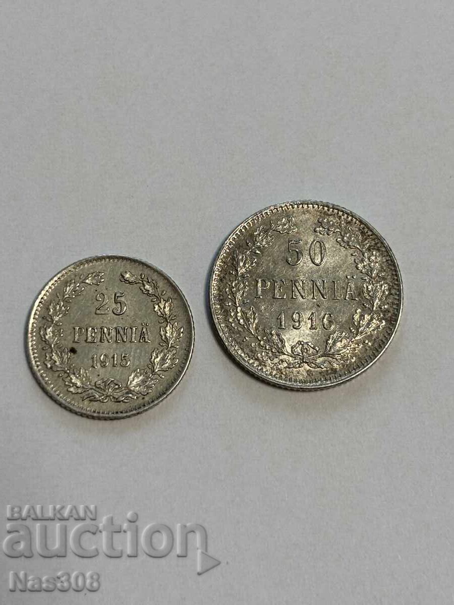 Ασημένια 25 και 50 Πένι Φινλανδίας