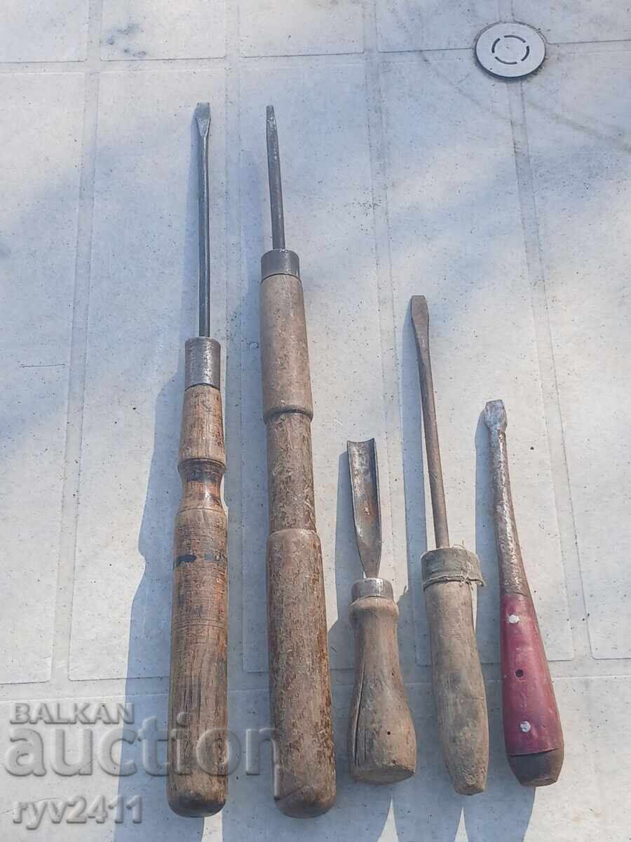 Unelte de tâmplărie vintage șurubelnițe și dalte
