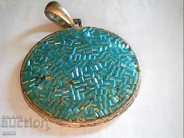 Beautiful metal pendant with seed beads for a necklace Beautiful metal pendant with seed beads for a necklace