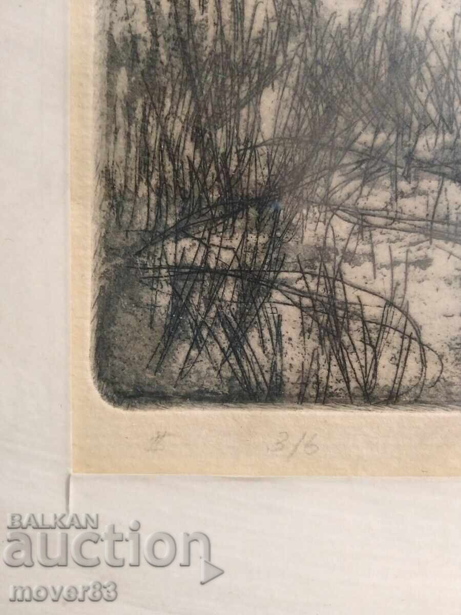 Δημοπρασία Παλιό έργο ζωγραφικής. Γραφικά/οφώρτ. 1985