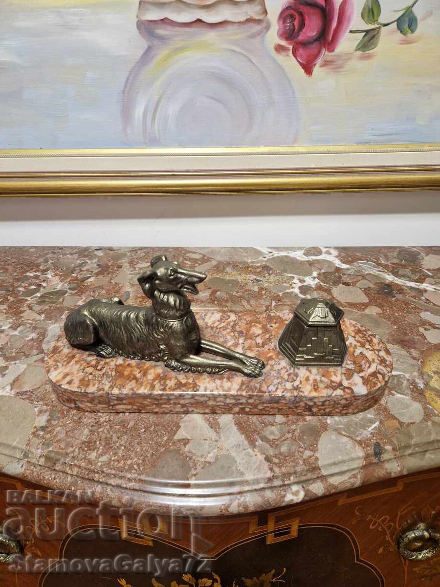 Wonderful antique French figural inkwell - 5