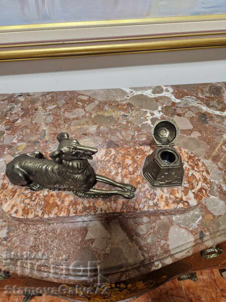 Страхотна антикварна френска фигурална мастилница - 6