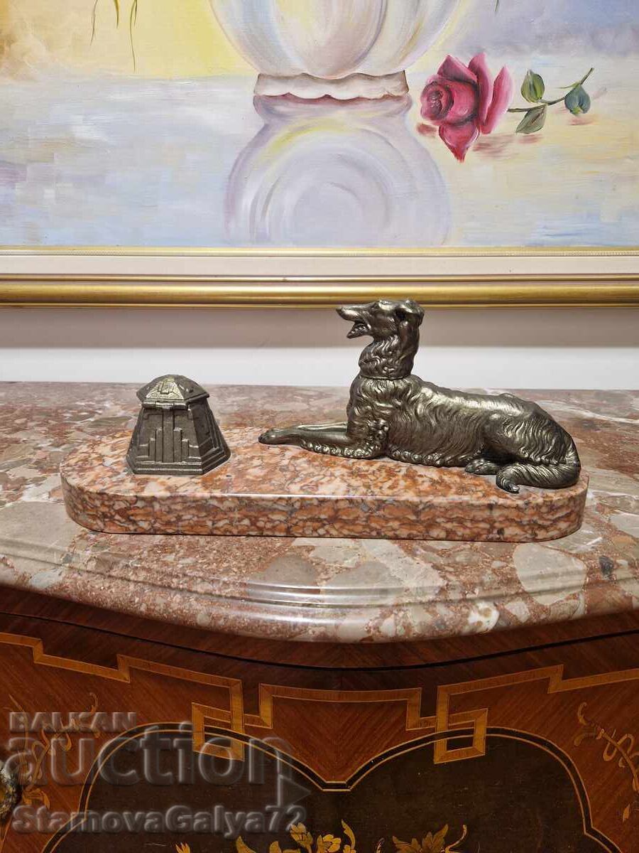 Страхотна антикварна френска фигурална мастилница