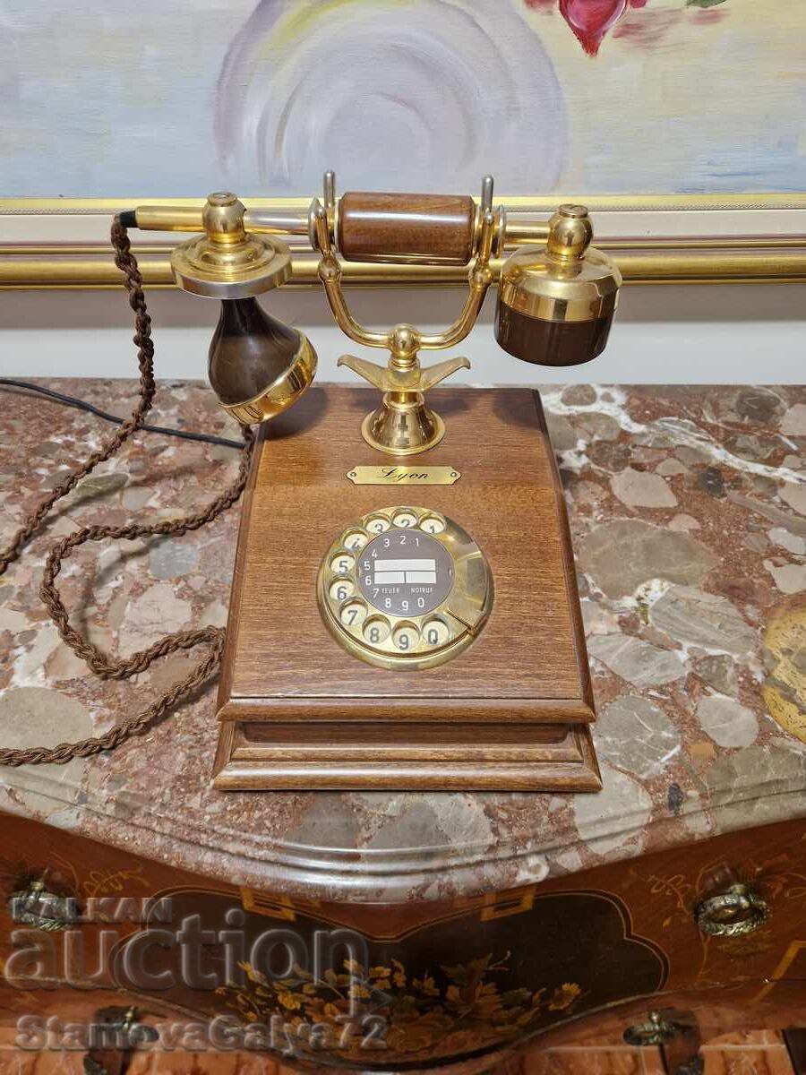 Licitație Telefon antic francez din lemn, superb Licitație Telefon antic francez din lemn, superb