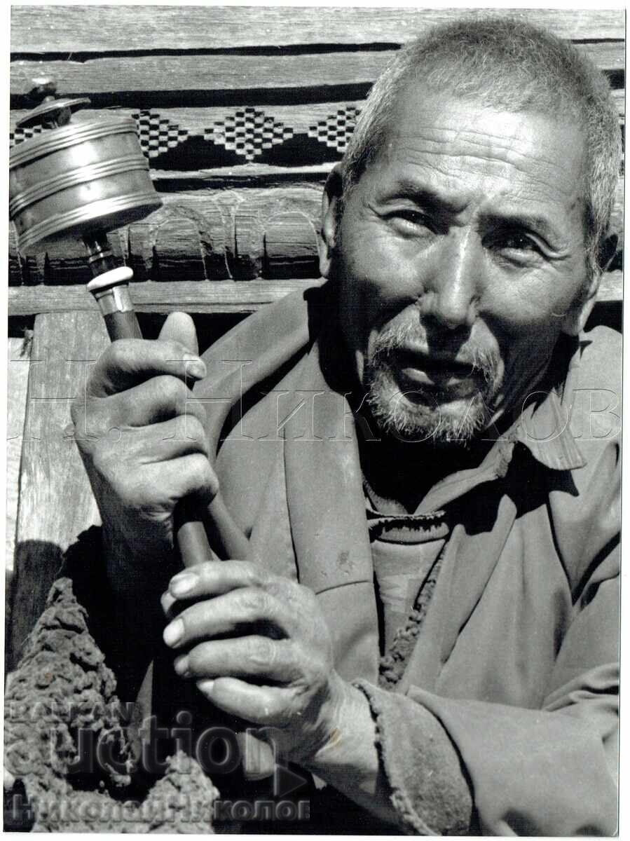 1984 FOTOGRAFIE MARE ARTISTICĂ TIBET INDIA BĂTRÂN E839