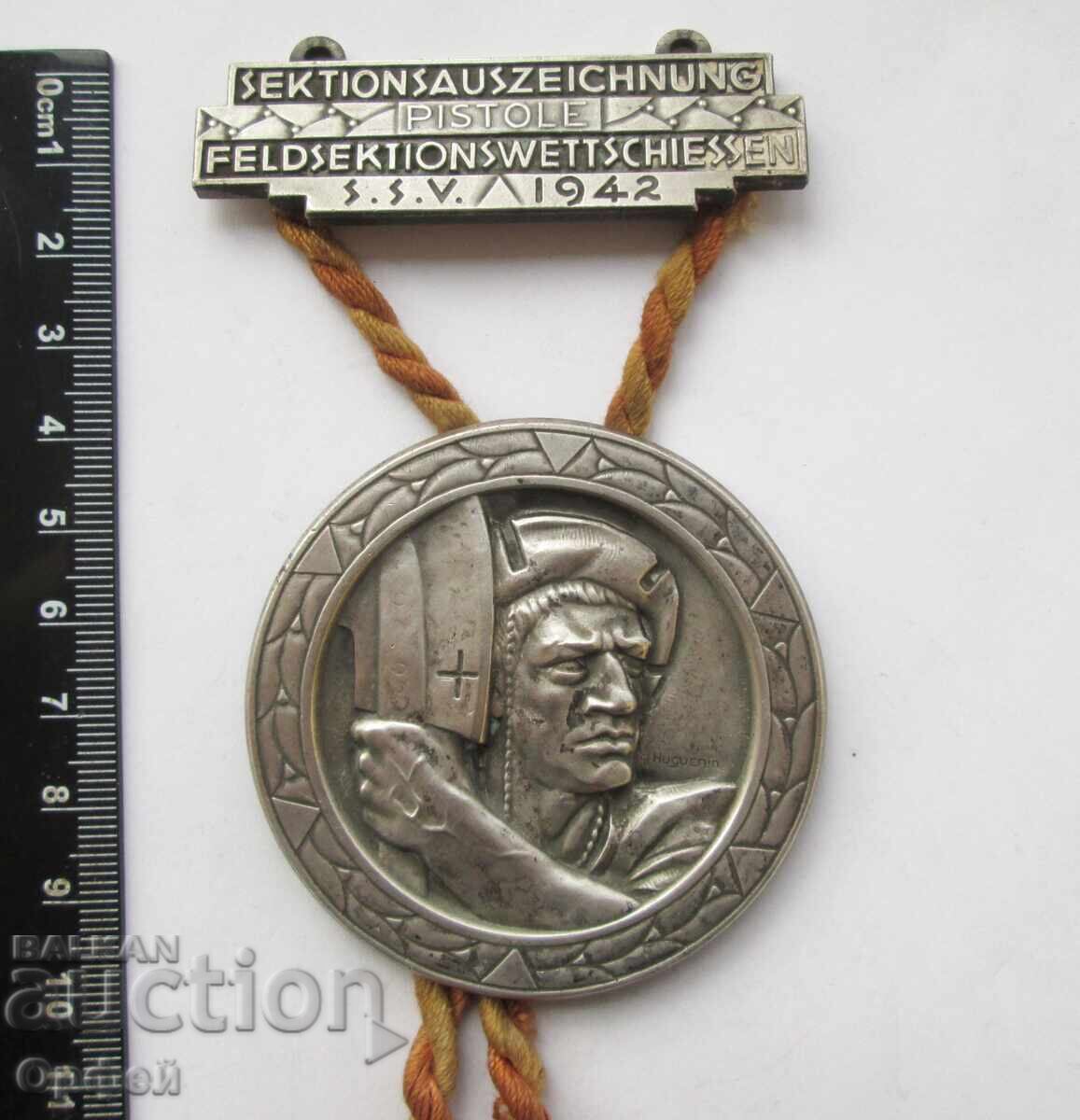 Стар Швейцарски медал Стрелба с пистолет 1942 г. - 7
