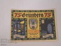 Uncirculated banknote 75 pfennig 1921 Poland, Grünberg2