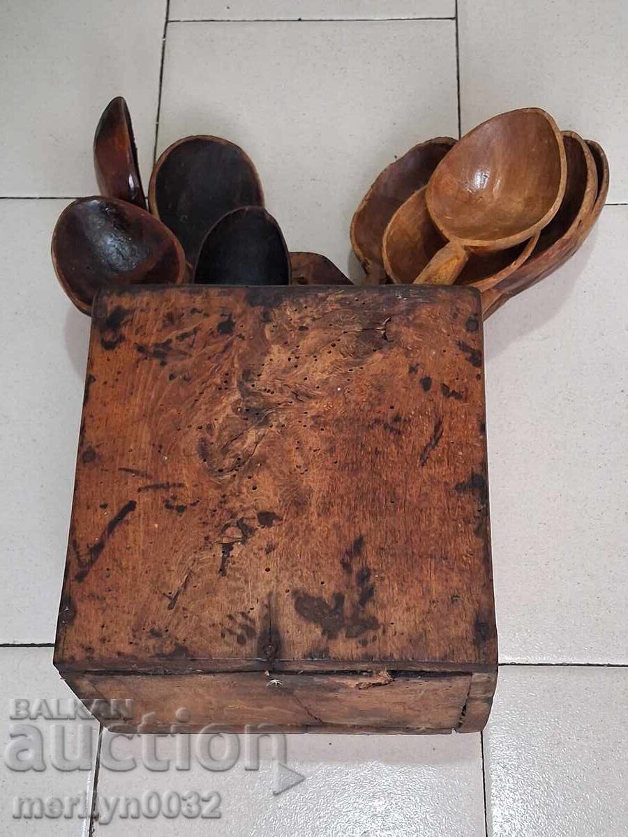 Стар български лъжичник дървения примитив лъжици лъжица - 7