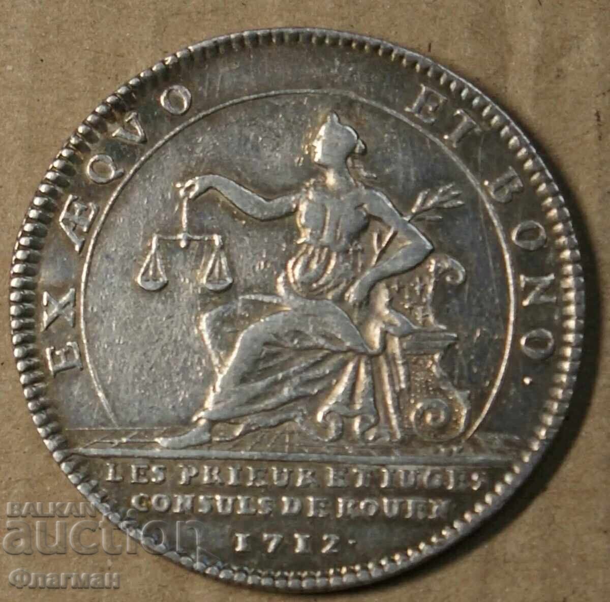 Μετάλλιο του Λουδοβίκου XIV, 1712. Εμπορικό Επιμελητήριο της Ρουέν με τιμή € 360.00 | 704.10 BGN
