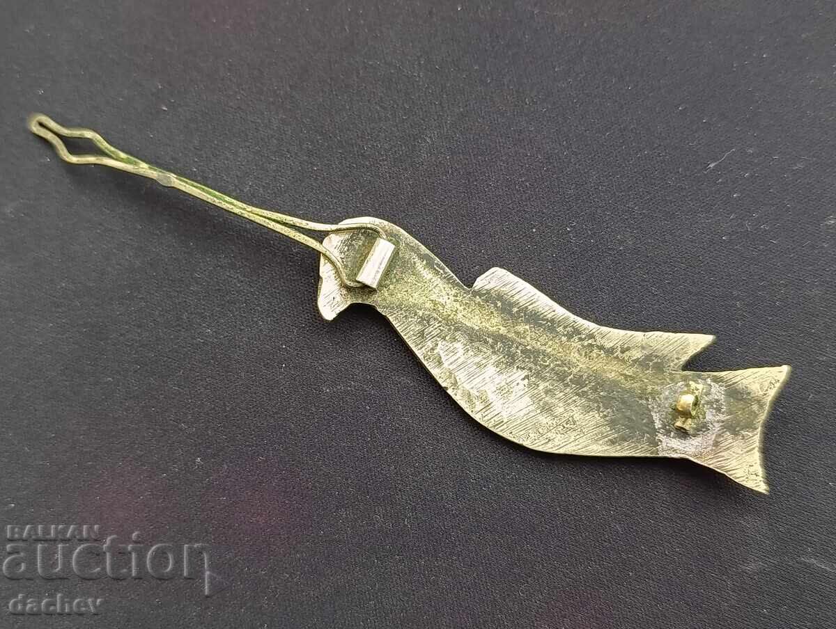 Livrarea Veche agrafă de păr Secan cu email negru, costum popular bulgăresc, STARE EXCELENTĂ!