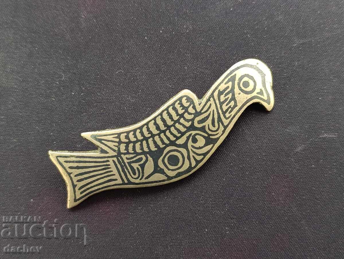 Veche agrafă de păr Secan cu email negru, costum popular bulgăresc, STARE EXCELENTĂ!