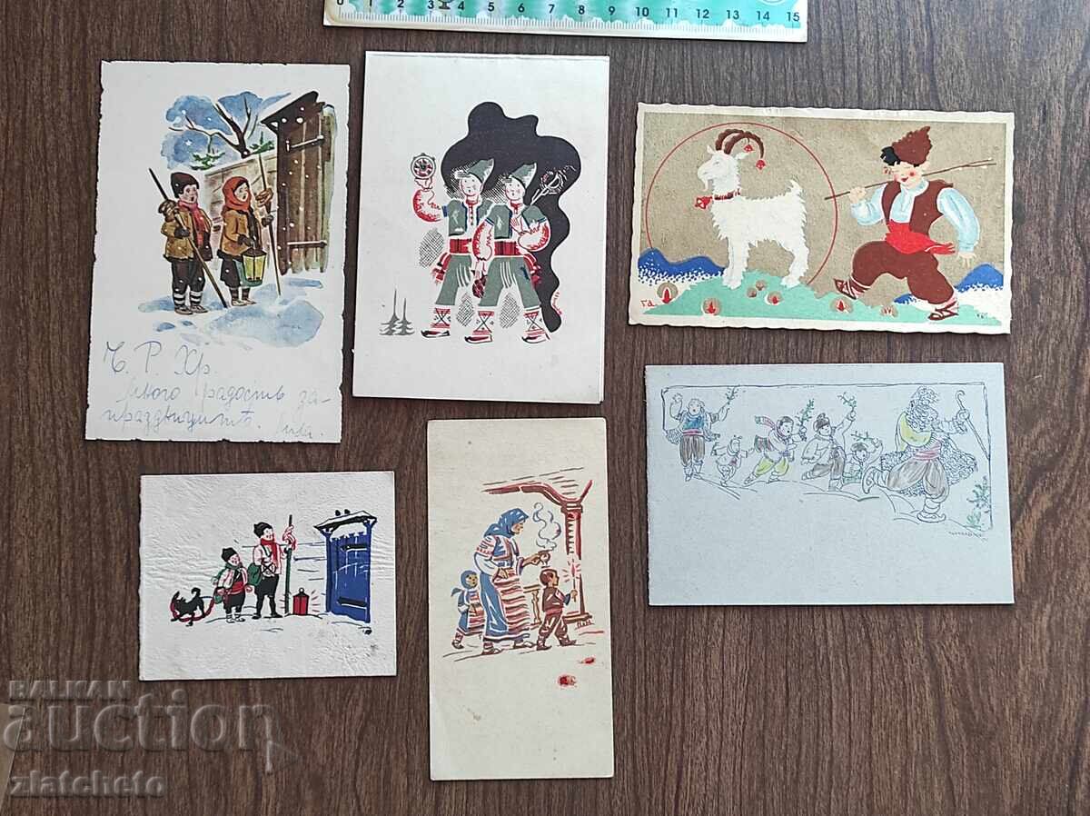 Lot of six old postcards