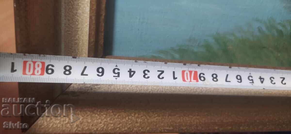 Licitație Tablou munte, râu, lopătari, ulei, TVA