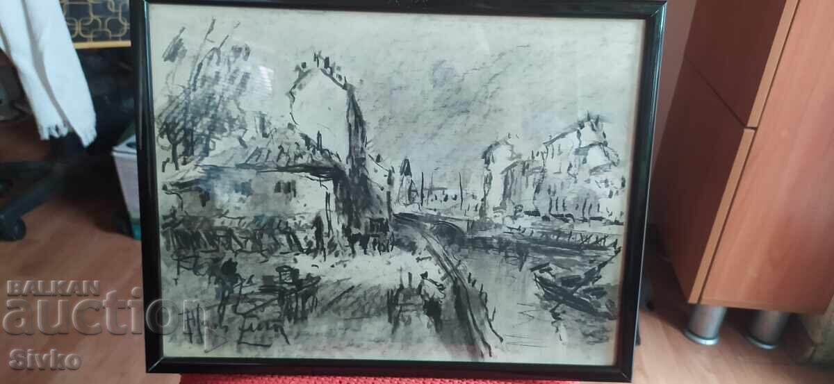 Tablou grafic semnat ramă sticlă Tablou grafic semnat ramă sticlă