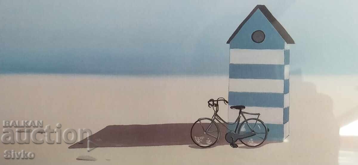 Lito-grafie tablou semnat ramă sticlă - 5 Lito-grafie tablou semnat ramă sticlă - 5