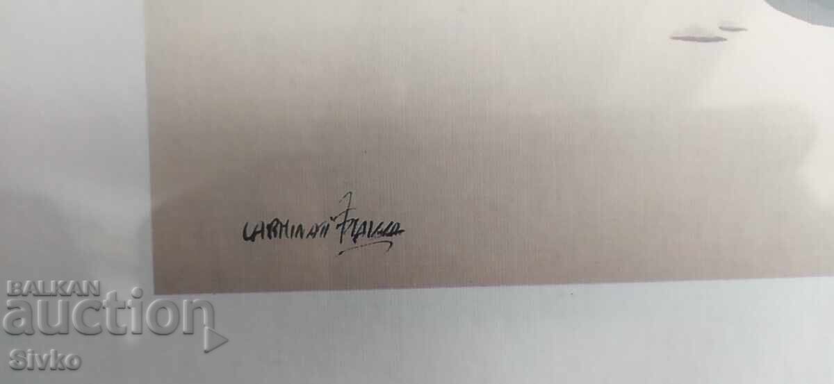 Livrarea Lito-grafie tablou semnat ramă sticlă Livrarea Lito-grafie tablou semnat ramă sticlă