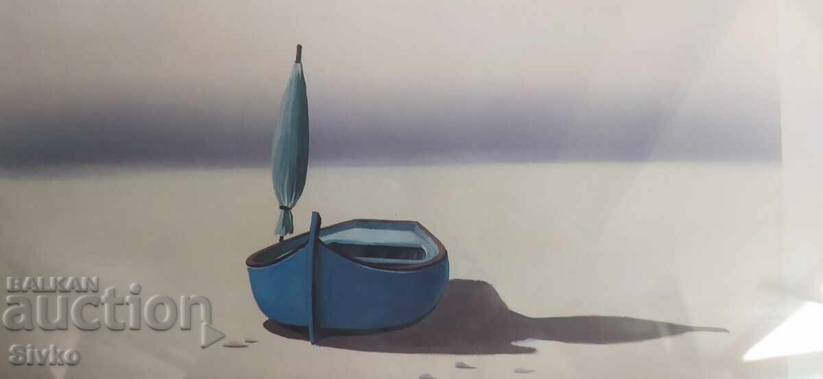 Lito-grafie tablou semnat ramă sticlă - 5 Lito-grafie tablou semnat ramă sticlă - 5