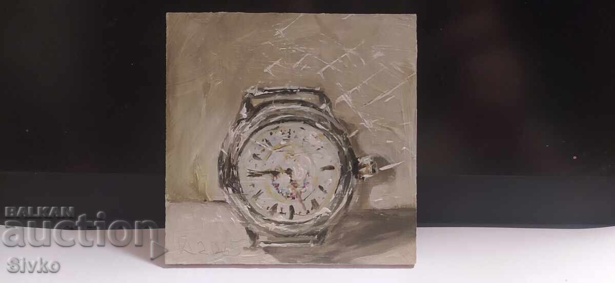 Tablou ulei pe pânză ceas semnătura Anton Yordanov Tablou ulei pe pânză ceas semnătura Anton Yordanov