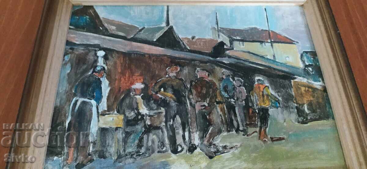 Картина Пазар, Петър Ненов, монотипия с цена € 34.99 | 68.43 лв.