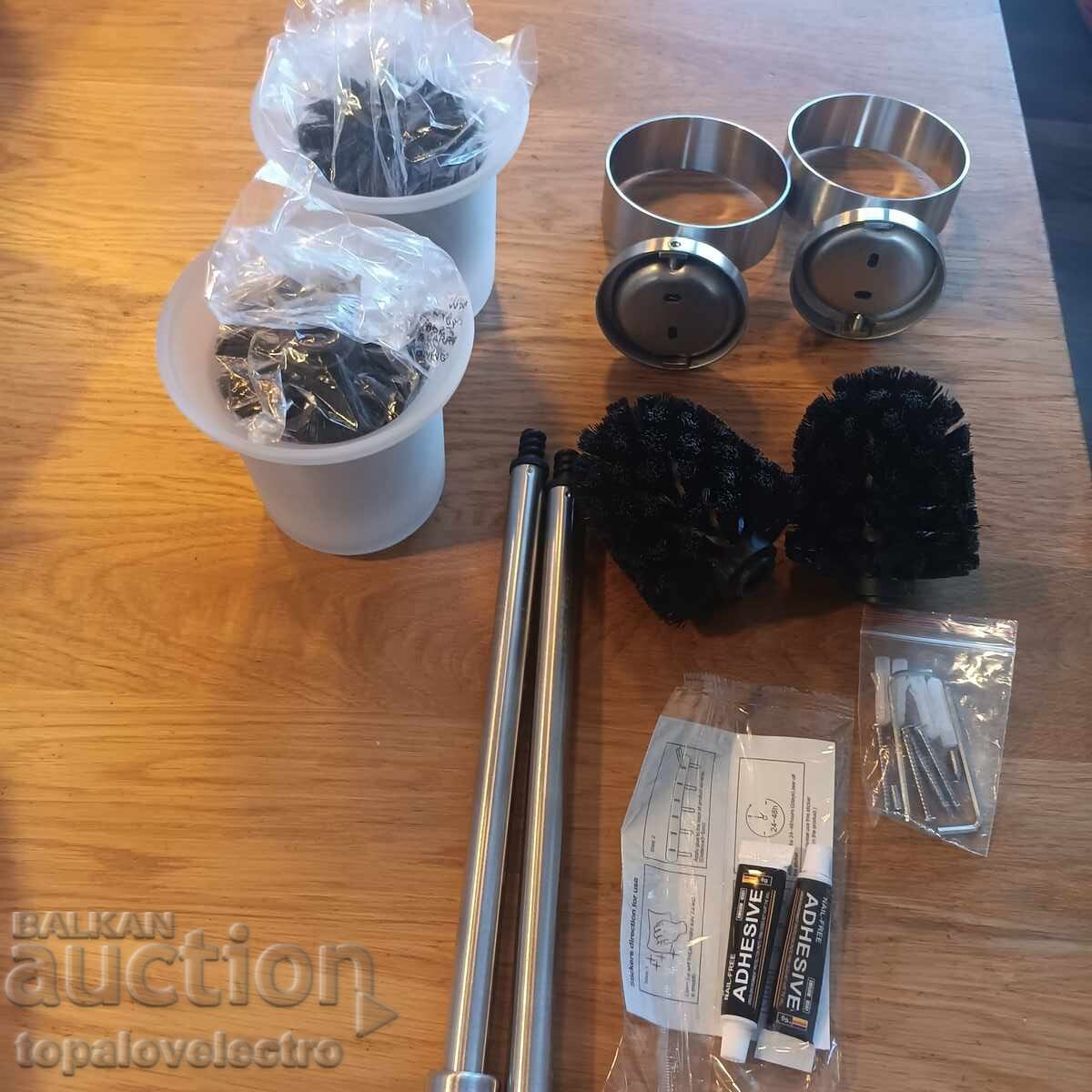 Livrarea NOU! 2 bucăți Perie de toaletă de perete, fără găurire, inoxidabil