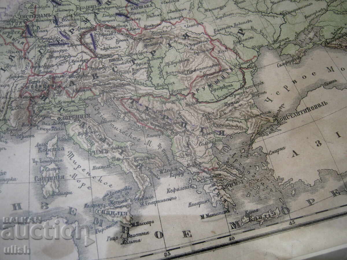 Hartă veche a Europei, anul 1860 - 5