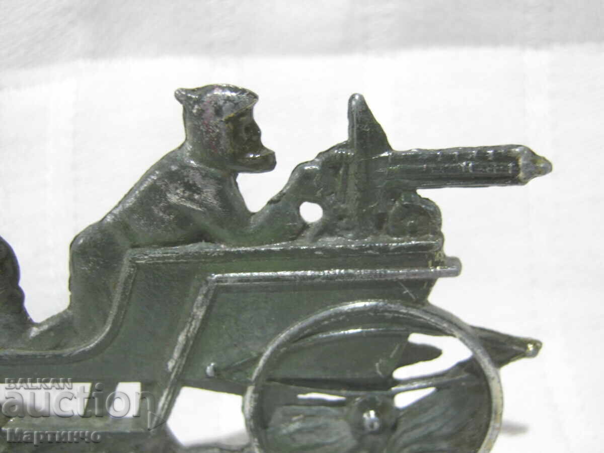 Old Metal Toy Horse Carriage Gatling Gun - 5