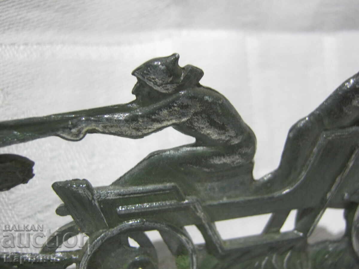 Old Metal Toy Horse Carriage Gatling Gun - 6
