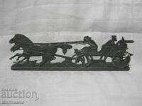 Jucărie metalică veche Căruță de cai Mitralieră