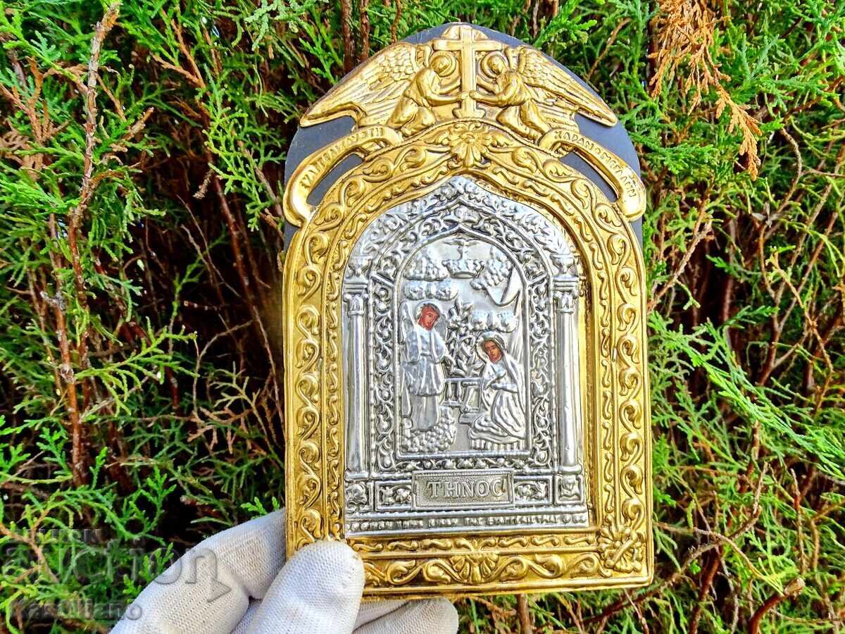 Icoană Buna Vestire cu argint 950 și aur 24 placat