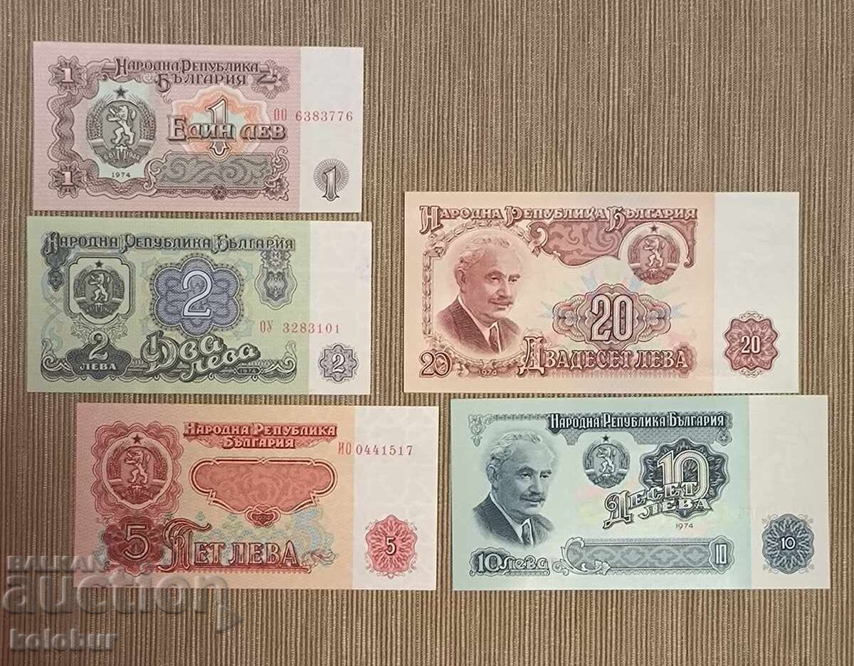 Πλήρες πακέτο τραπεζογραμματίων 1974 UNC