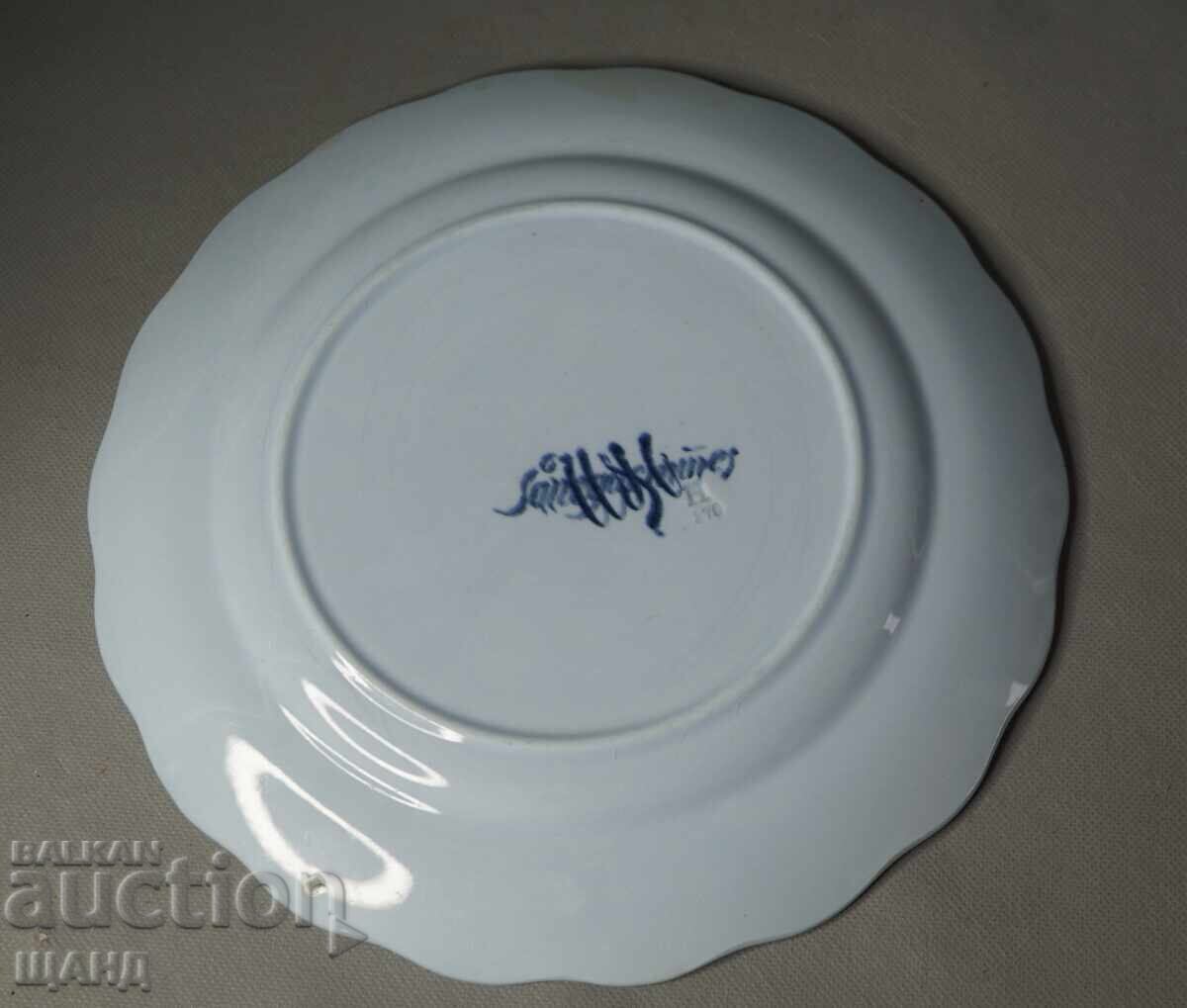 Livrarea Farfurie ceramică franceză Sarreguemines 1900 cu monogramă