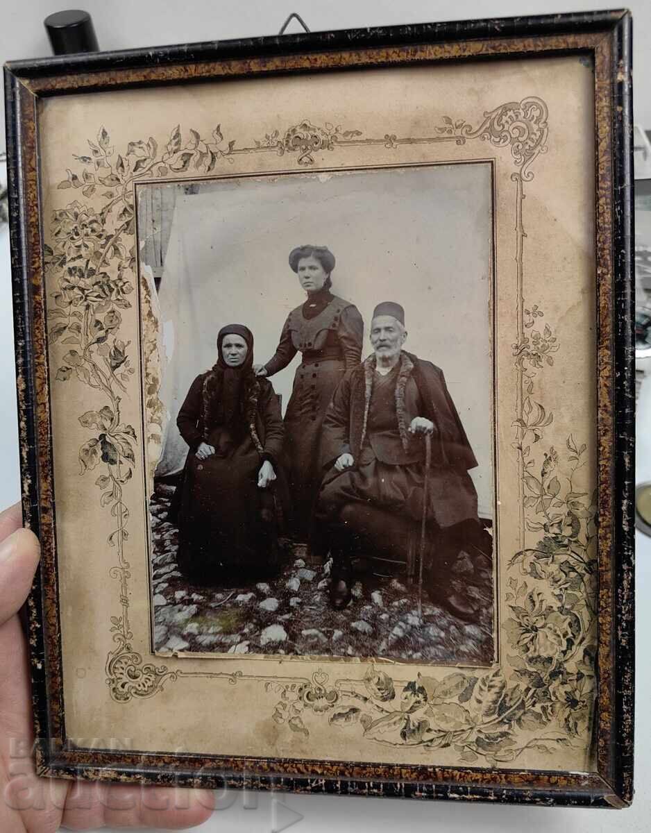 Ποτούρι Πολύ Παλιά Οικογενειακή Φωτογραφία Φωτογραφία Κορνίζα Χαρτόνι