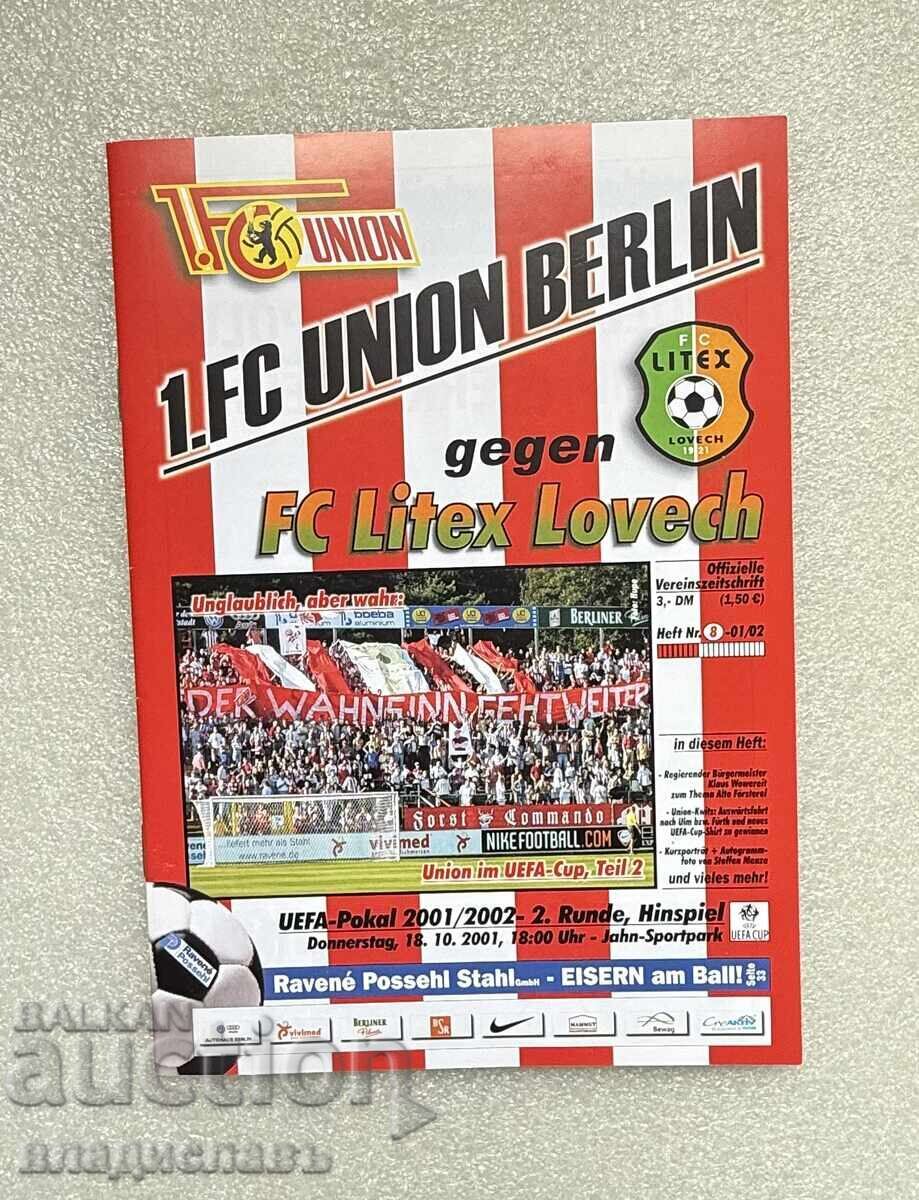 Football program Union Berlin Germany - Litex Lovech Football program Union Berlin Germany - Litex Lovech