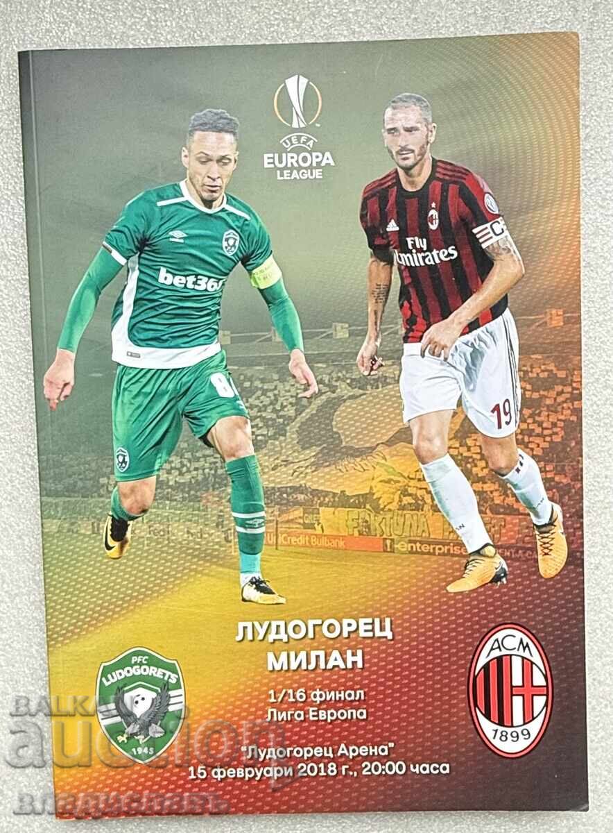 Program fotbal Ludogoreț Razgrad - Milan 2018