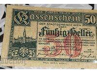 Стара рядка банкнота от Австрия 50 Хелера 1920 година